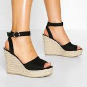 BRAND NEW A.N.A WOMEN'S OPEN TOE WEDGE ADJUSTABLE BUCKLE ANKLE STRAP SANDAL